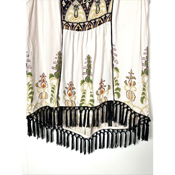 Vanessa Virginia Anthropologie Top Augustina Size S Fringed Boho Floral Beige - Picture 4 of 14
